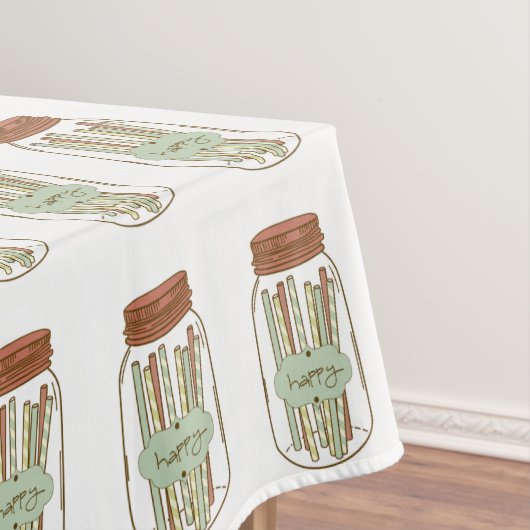 Gelukkige metselaar pot en rietjes picknick tafelk tafelkleed (Voorbeeld)