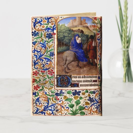 Gelukkige Middeleeuwse Kerstkaart Feestdagen Kaart (Voorkant)