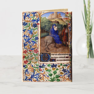 Gelukkige Middeleeuwse Kerstkaart Feestdagen Kaart