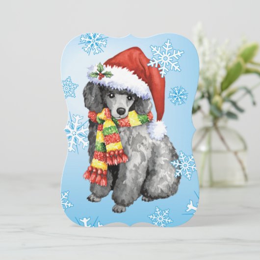 Gelukkige MiniatuurPoedel Howlidays Feestdagenkaart (Staand voorkant)