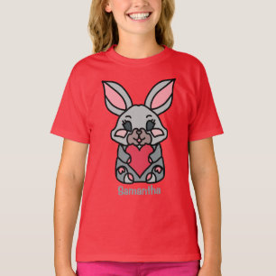 Gelukkige minimalistische konijn met een hart   li t-shirt