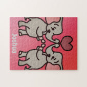 Gelukkige minimalistische olifanten met een hart | legpuzzel (Horizontaal)