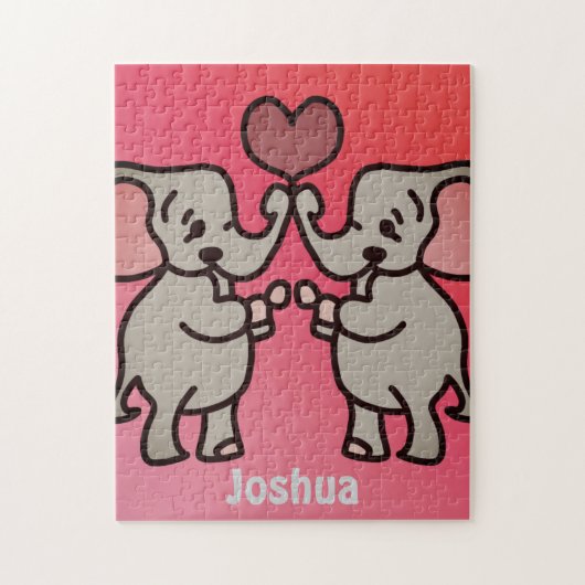 Gelukkige minimalistische olifanten met een hart | legpuzzel (Verticaal)