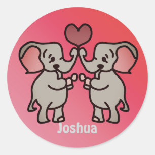 Gelukkige minimalistische olifanten met een hart ronde sticker