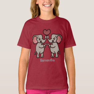 Gelukkige minimalistische olifanten met een hart   t-shirt