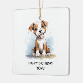 Gelukkige minimalistische Pitbull Pit Bull Terrier Keramisch Ornament (Links)