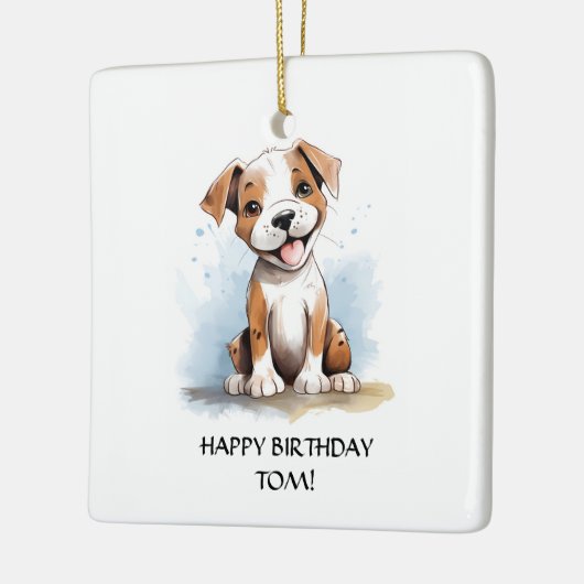 Gelukkige minimalistische Pitbull Pit Bull Terrier Keramisch Ornament (Links)
