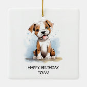 Gelukkige minimalistische Pitbull Pit Bull Terrier Keramisch Ornament (Achterkant)