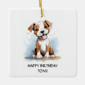 Gelukkige minimalistische Pitbull Pit Bull Terrier Keramisch Ornament (Voorkant)