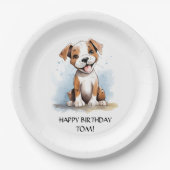 Gelukkige minimalistische Pitbull Pit Bull Terrier Papieren Bordje (Voorkant)