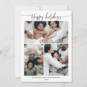 Gelukkige Minimalistische Winter 4-Foto Script Feestdagenkaart (Voorkant)