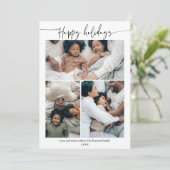 Gelukkige Minimalistische Winter 4-Foto Script Feestdagenkaart (Staand voorkant)
