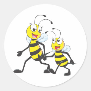 Gelukkige Moeder en Dochter Bijen die samen lopen Ronde Sticker