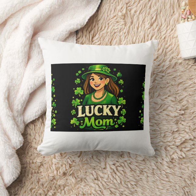 Gelukkige Moeder - St. Patrick's Day Klaverontwerp Kussen (Deken)