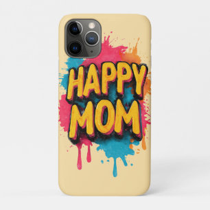 Gelukkige Moeder Tekst met Felgekleurde Verfspette Case-Mate iPhone Case