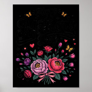 Gelukkige Moederdag 2026 vintage bloemenboeket Poster