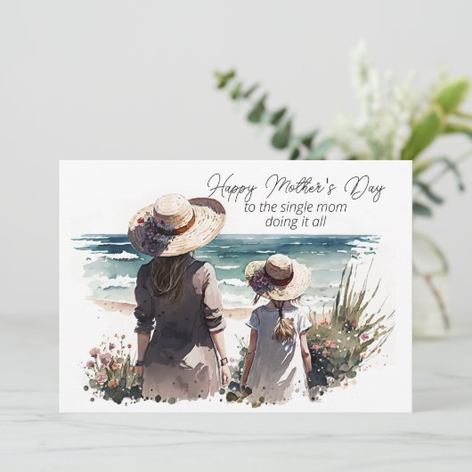 Gelukkige Moederdag aan de alleenstaande moeder Notitiekaartje (Staand voorkant)