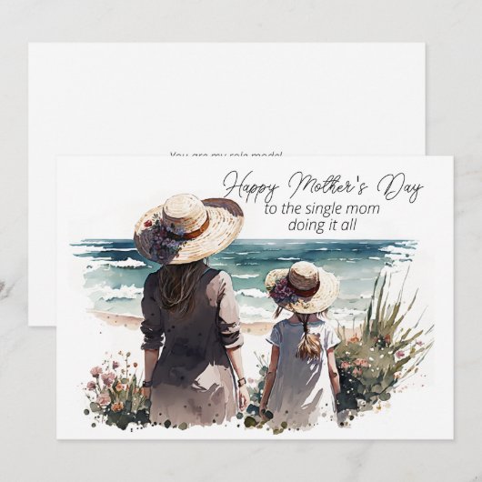 Gelukkige Moederdag aan de alleenstaande moeder Notitiekaartje (Voorkant / Achterkant)