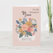 Gelukkige Moederdag aan mijn nichtje bloemboeket Kaart (Voorkant)