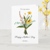 Gelukkige Moederdag aan mijn nichtje bloemboeket Kaart (Gele Bloem)