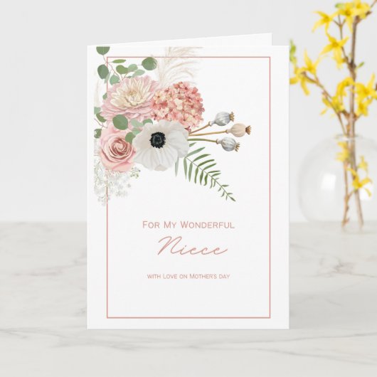 Gelukkige Moederdag aan mijn nichtje pastel rustie Kaart (Gele Bloem)