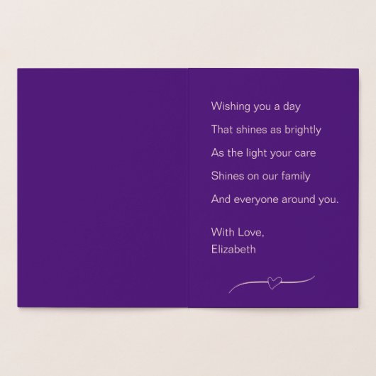 Gelukkige Moederdag aan mijn schoondochter Paarse  Folie Kaarten (Binnen)