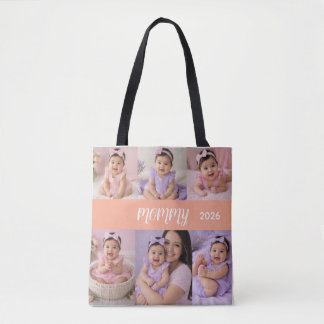 Gelukkige Moederdag Aangepaste 6 foto, naam en jaa Tote Bag