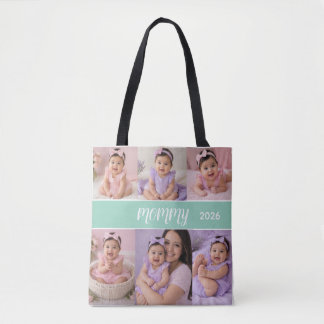 Gelukkige Moederdag Aangepaste 6 Foto, Naam en Jaa Tote Bag