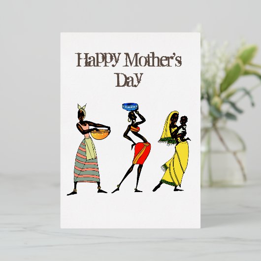 Gelukkige Moederdag Afro-Amerikaans Folie Feestdagenkaart (Staand Voorkant)