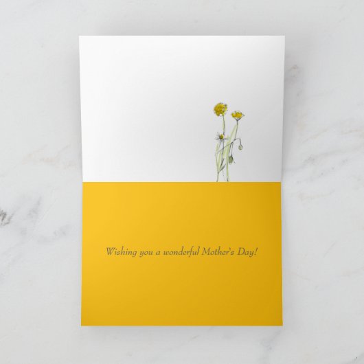 Gelukkige Moederdag als moeders gele bloemen waren Kaart (Binnen)