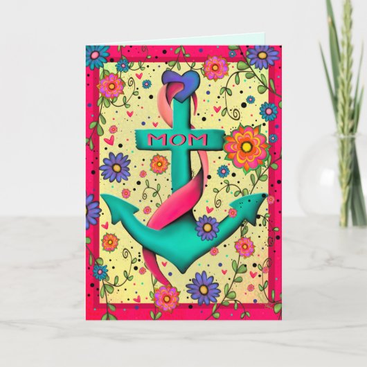 Gelukkige Moederdag Anker  Bloemen Moeder Kaart (Voorkant)