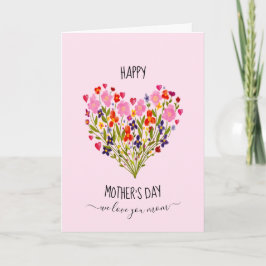 "Gelukkige Moederdag" Aquarel Bloem Hart Kaart
