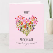 "Gelukkige Moederdag" Aquarel Bloem Hart  Kaart (Voorkant)