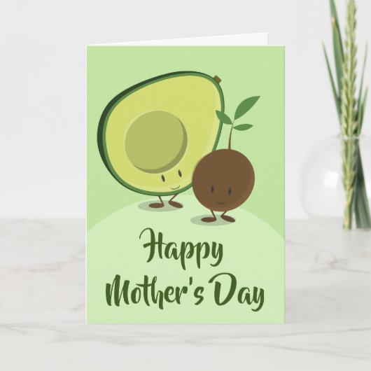 Gelukkige Moederdag Avocado Cartoon Personages Ete Kaart (Voorkant)