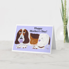 Gelukkige Moederdag Baby Basset Hound Feestdagen Kaart