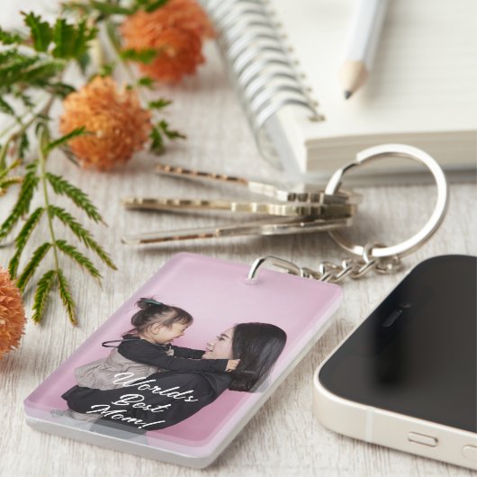 Gelukkige Moederdag Beste Mam Moderne Aangepaste f Sleutelhanger (Voorkant Rechts)