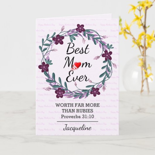 Gelukkige Moederdag BESTE MOM TER WERELD Prov 31 B Kaart (Gele Bloem)