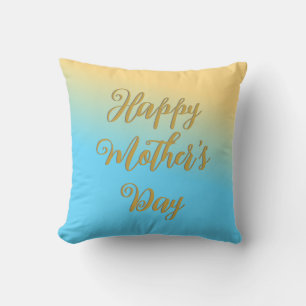 Gelukkige Moederdag Blauw Geel Ombre Chic Mooi Kussen