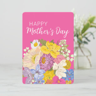 Gelukkige Moederdag Bloeiende Bloemen Feestdagenkaart