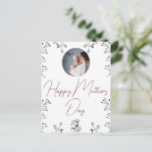 Gelukkige Moederdag bloem, mama en baby foto Feestdagenkaart (Staand voorkant)