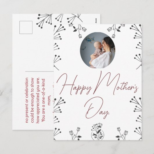 Gelukkige Moederdag bloem, mama en baby foto Feestdagenkaart (Voorkant / Achterkant)