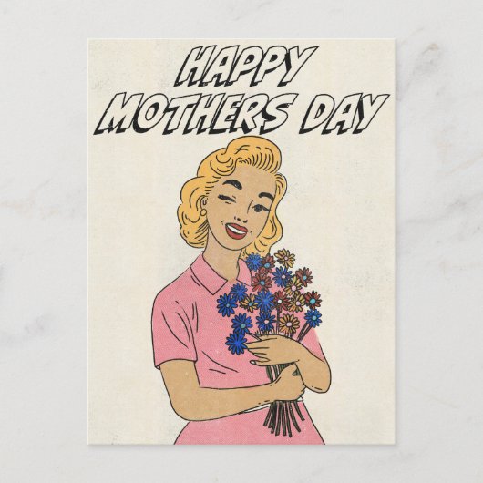 Gelukkige Moederdag Bloemen Briefkaart (Voorkant)