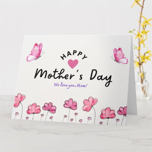 Gelukkige Moederdag | Bloemen en vlinder Kaart (Gele Bloem)