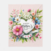 Gelukkige Moederdag Bloemen Harten Fleece Deken (Voorkant)