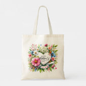 Gelukkige Moederdag Bloemen Harten Tote Bag (Achterkant)