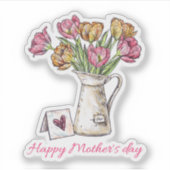 Gelukkige Moederdag Bloemen sticker (Voorkant)