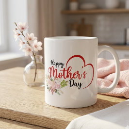 Gelukkige Moederdag Bloemhart Beker Grote Koffiekop