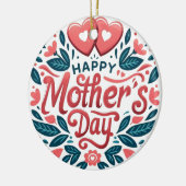 Gelukkige Moederdag - Botanisch Hart & Script Keramisch Ornament (Links)