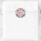Gelukkige Moederdag - Botanisch Hart & Script Vierkante Sticker (Tas)