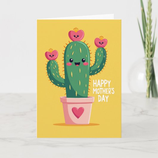Gelukkige Moederdag Cactus Kaart (Voorkant)